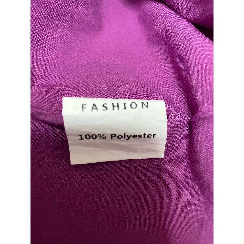 Sewlip Women's Pink Long Sleeve V Neck Pleated Tie Waist Wrap Midi Skirt Size M - Picture 5 of 5